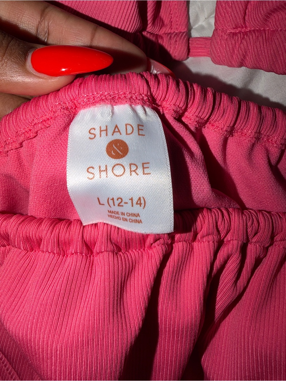 Shade & Shore Pink Ribbed Triangle Bikini Set - Picture 2 of 3